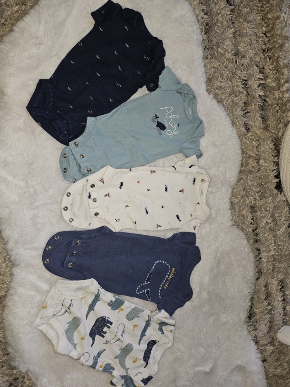 Baby unisex blue, cream and Light Green Cookie & Milk Bodysuit onesie bundle